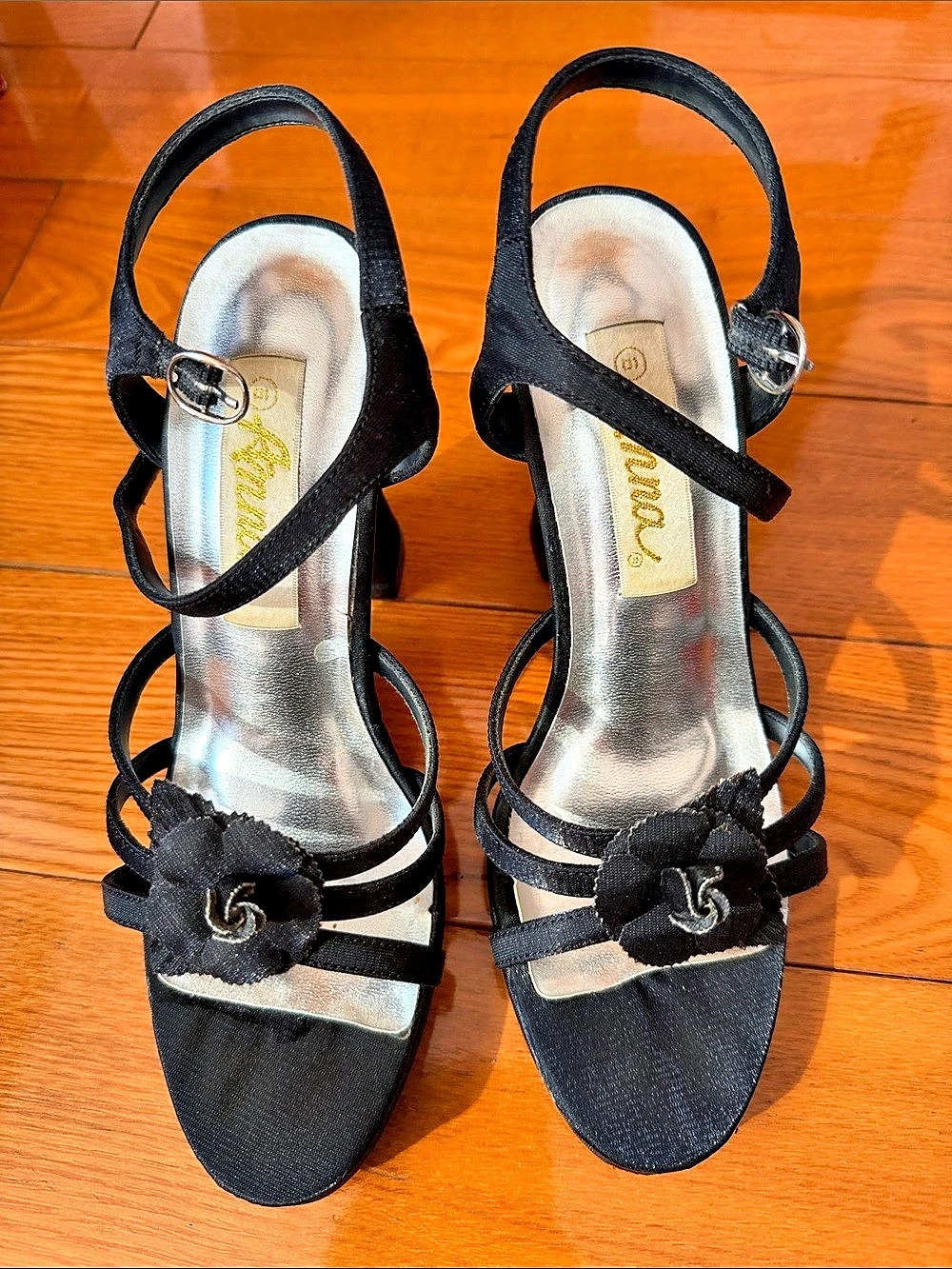 Anna Black Ankle Strap Heels US 6